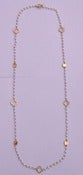 Image of "Long Clover and Disc" Pearl Necklace
