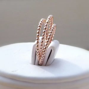 Image of Three 14k ROSE gold filled dotted/ beaded unique stackable rings / engagement stacking rings 