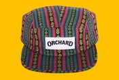 Image of Orchard 5 Panel Hat - Teal Aztec Text Logo