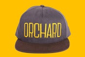 Image of Orchard Snapback Hat - Sherman Text - Olive/Charcoal/Canary