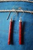 Image of Red coral baton earrings