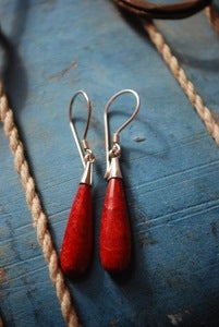 Image of Red coral club earrings