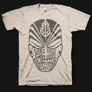 Image of Mens Face the World Tee - Sand