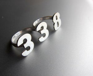 Image of Custom 3 number 2finger ring - Handmade Silver Ring