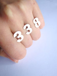 Image of Custom 3 number 2finger ring - Handmade Silver Ring