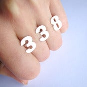 Image of Custom 3 number 2finger ring - Handmade Silver Ring
