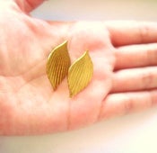 Image of Vintage brass Petal Deco Earrings on Surgical Steel Posts