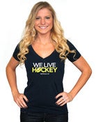 Image of We Live Hockey<br>Ladies V Neck