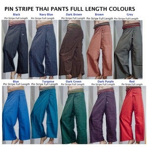 Image of Medium Weight Pin Stripe Thick Thai Cotton Fisherman Pants Yoga - Capoeira - Maternity - 11 Colours!