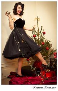 Image of Black Velvet, Satin & Tulle Party Dress