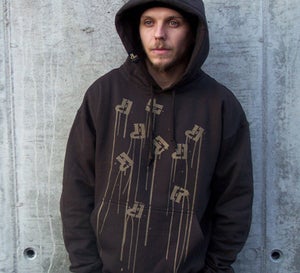 Image of sweat capuche "paint" chocolat