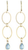 Image of Double Hoop Confetti Earrings, 14K Gold and Gemstone