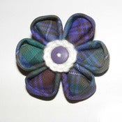 Image of Purple/Green Tartan Origami Flower Brooch