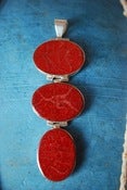 Image of Red coral triple pendant