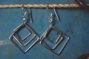 Image of Silver geometric squares earrings