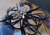 Image of Black Feather Off Centre Diamante Headpiece