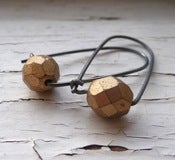 Image of copper + black box earrings