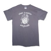 Image of RIOT SEASON Queens Head England T-Shirt (Charcoal Gildan Tee)
