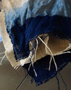 Image of Hessian graduation in indigo