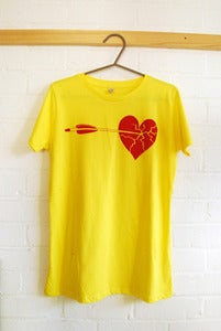 Image of Heart T-Shirt - Red on Yellow
