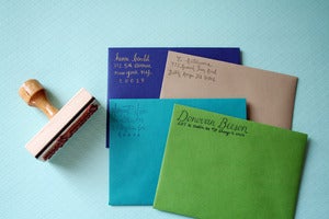 Image of Custom calligraphy return address stamp