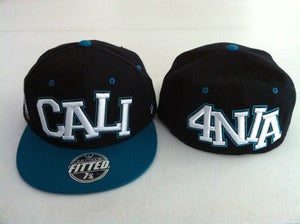 Image of Oversized Cali Hat - Black w/ teal