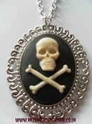 Image of Skull and Cross Bones Cameo Necklace 