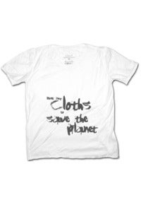 Image of cashmere / cotton tshirt "don't buy clothes..."