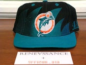 Image of VINTAGE DEADSTOCK MIAMI DOLPHINS "SHARKTOOTH / WAVE" LOGO ATHLETIC SNAPBACK CAP HAT
