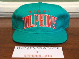 Image of VINTAGE DEADSTOCK MIAMI DOLPHINS STARTER "BLOCK TEXT" LOGO ATHLETIC SNAPBACK CAP HAT