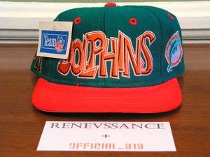 Image of VINTAGE DEADSTOCK MIAMI DOLPHINS DREW PEARSON "GRAFFITI" SNAPBACK CAP HAT