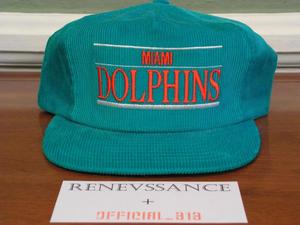 Image of VINTAGE DEADSTOCK MIAMI DOLPHINS ANNCO "CORDUROY / TEXT" SNAPBACK CAP HAT