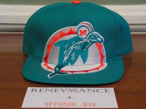 Image of VINTAGE DEADSTOCK MIAMI DOLPHINS AMERICAN NEEDLE "BIG LOGO" SNAPBACK CAP HAT  