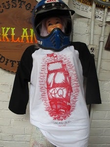 Image of ship logo 3/4 sleeve baseball T