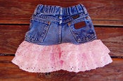 Image of Pink Lace Upcycled Wrangler Skirt