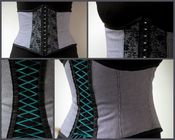 Image of Serre-taille corset tissus vintage et dentelle pied de poule