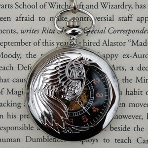 Image of Silver Winged Wind-Up Pocket Watch