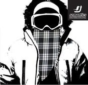 Image of black/white plaid snowboarding facemask
