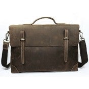 Image of Vintage Dark Brown Handmade Genuine Crazy Horse Leather Briefcase Laptop Messenger Bag (n42)