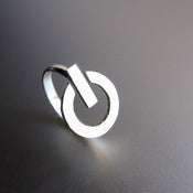 Image of POWER Button - Handmade Silver Ring 