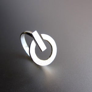 Image of POWER Button - Handmade Silver Ring 