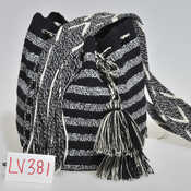 Image of Black, Grey & White Striped Mochila