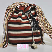 Image of Black, Auburn, White & Tan Striped Mochila