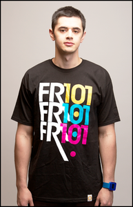 Image of Trifecta with Bright Print (Black tee)