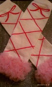 Image of CREAM & PINK BALLERINA Leg Warmers w/ Chiffon Ruffles