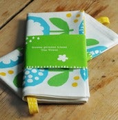 Image of Screen printed blue/green poppy Tea Towel