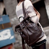 Image of Handmade Genuine Leather Women's Backpack Day Pack Satchel Traveling Bag in dark brown (m36)