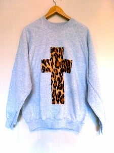 Image of Leopard Cross Grey Sweater