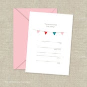 Image of Paper Bunting Fill-In Party Invitations -- Set of 16