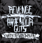 Image of Pre-order Hate your guts/Revenge "watch the world burn" split on 7" limited color vinyl.     